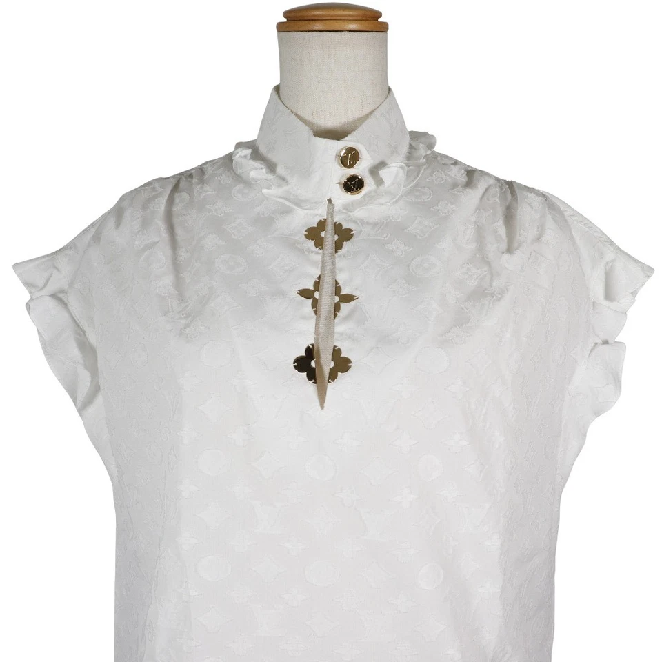 Blusa top con volantes manga francesa LOUIS VUITTON RW232W AQV FHBL13 monograma r... Foto 2 de 4