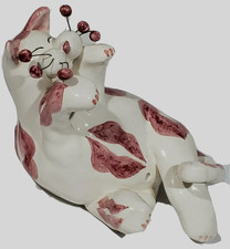 ANNACO CREATIONS LACOMBE CAT w/ Pink Whiskers  pink lipstick kisses 2001