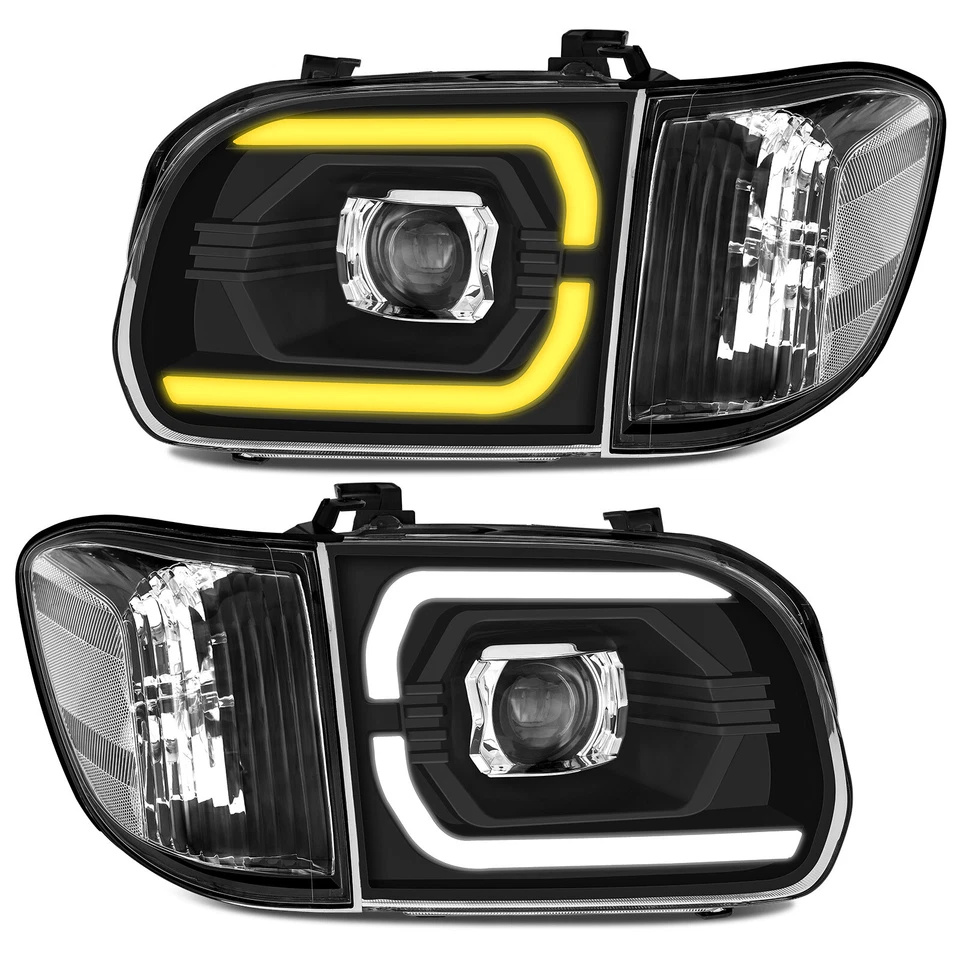 LED DRL Sequential Headlights For 2005 2006 Toyota Tundra 2005-2007 Sequoia L+R - Image 2 of 4