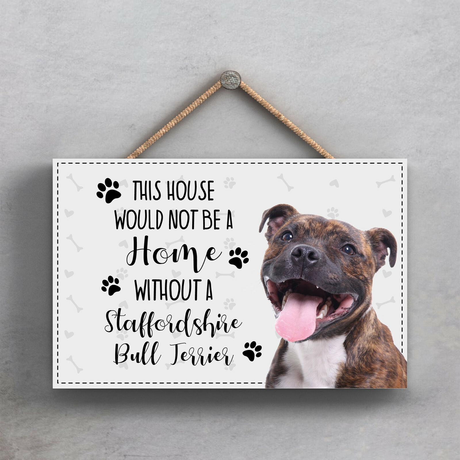 Pets & Paws - Rope Hanging Plaque Staffy Staffordshire Bull Terrier