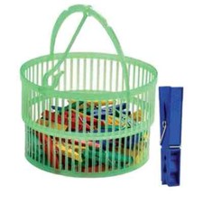 Wäscheklammerkörbchen mit 50 Klammern Korb Plastik Kunststoff aufhängen bunt neu