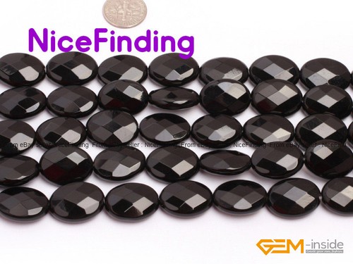 Natural Oval Faceted Black Agate Onyx Gemstone Loose Beads Jewelry Making 15" NF - Picture 18 of 18