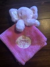 Baby Gear So Loved Pink Elephant Security Blanket Lovey Oval Heart Patch New