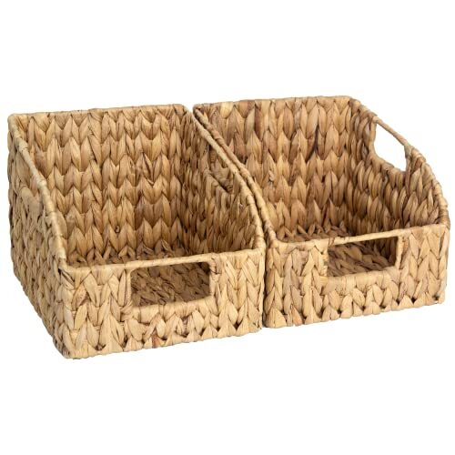 Pantry Baskets for Organizing Wicker Baskets with Built-in Handles Handwoven ...