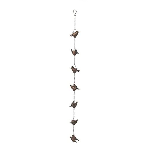 Ganz Gold Patina Bird Metal Rain Chain 55 Inch - Picture 1 of 3