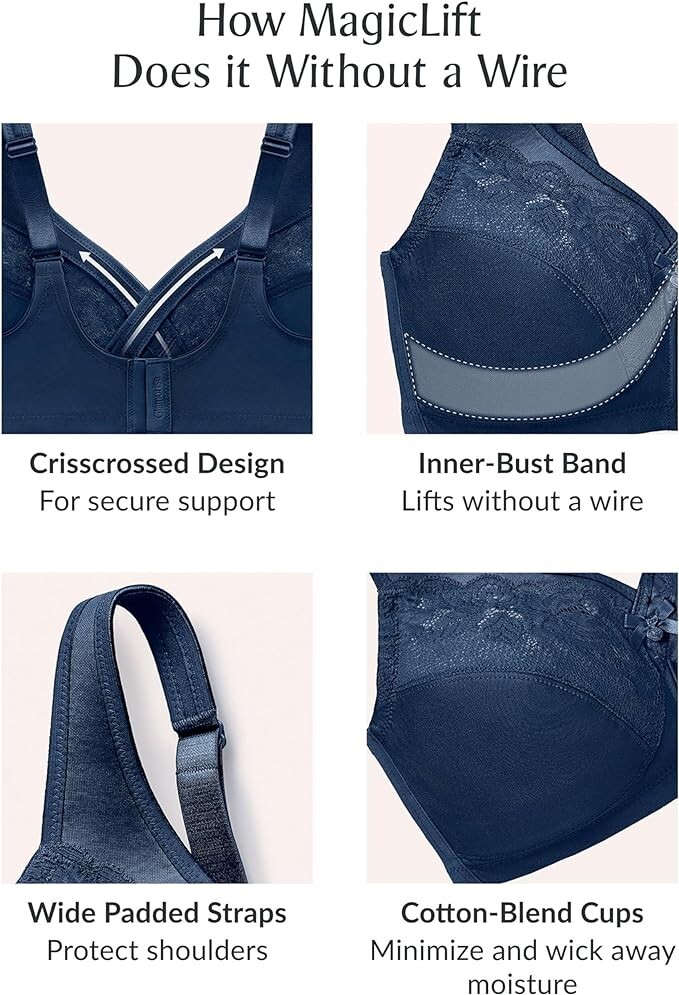 Glamorise Full Figure 42I Plus Sz MagicLift Minimizer Bra Wirefree 1003 Café 5 eBay