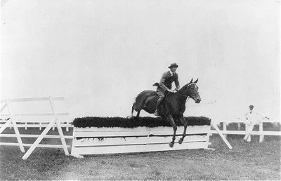 Photo:Horse & rider clearing a brush jump, at Blakely Lodge