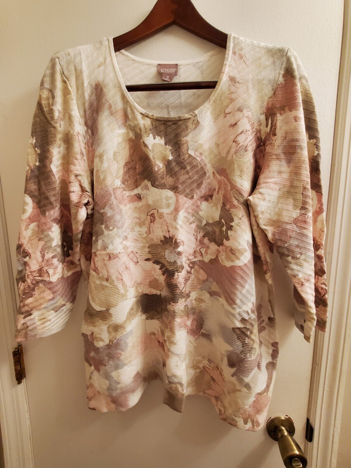 Chico's Pullover Floral Sweater Size 3 - image 1