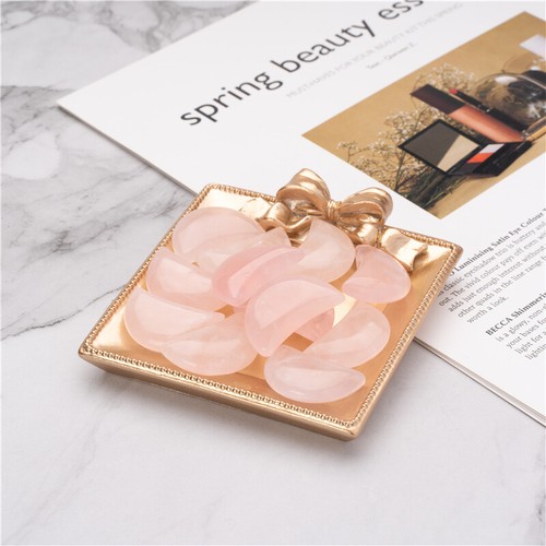 Decoración de piedras preciosas curativas de cuarzo rosa natural con forma de luna piedra mineral rosa rosa - Imagen 7 de 12