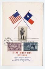1964 Sam Houston first day card combo use texas stamps 6525.308
