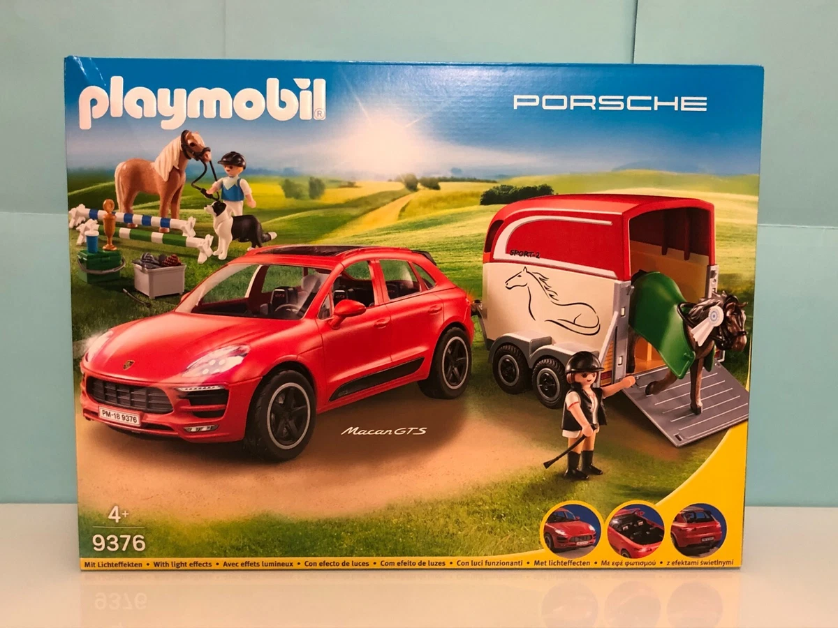 Playmobil Porsche Macan GTS Cayenne con remolque caballo hipica