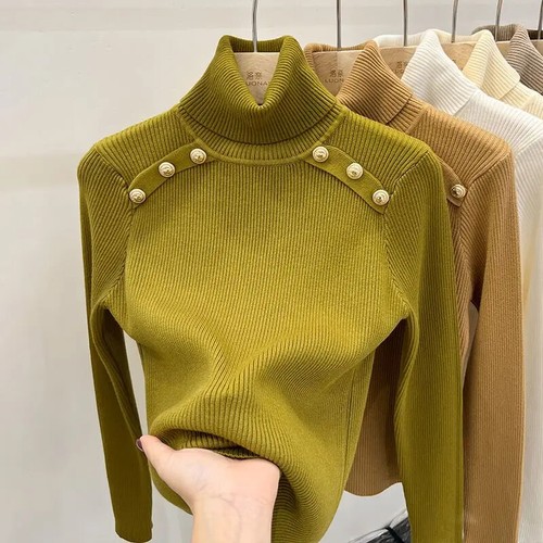 New Cashmere Sweater Women's Turtleneck Long Sleeved Knit Pullover Slim Sweater - Picture 26 of 32