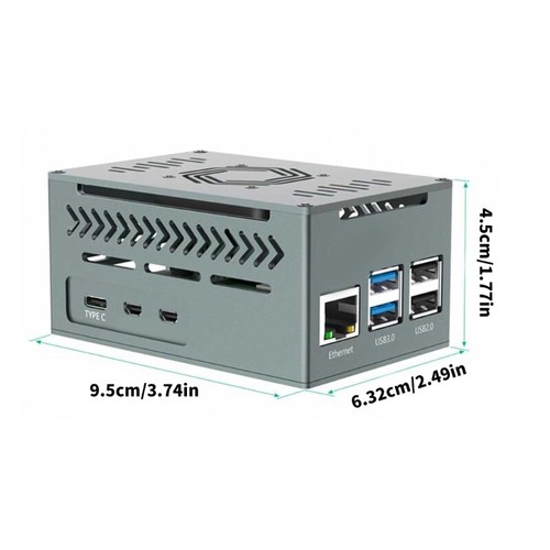 Aluminum Case Copper Heatsink Big Space For RPi 5 Extra PCIe Expansion - Afbeelding 8 van 8