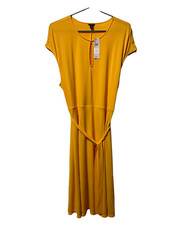 NWT $119 XL Ann Taylor Womens Yellow Dress with tied waist and front clasp