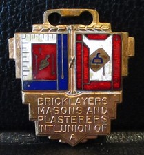International Union Craftworkers Pocket Watch Fob Bricklayers Masons Plasterers