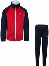 Nike Boys Size 4 Tracksuit Jacket Pants Red Navy Blue Block Thick Polyester 