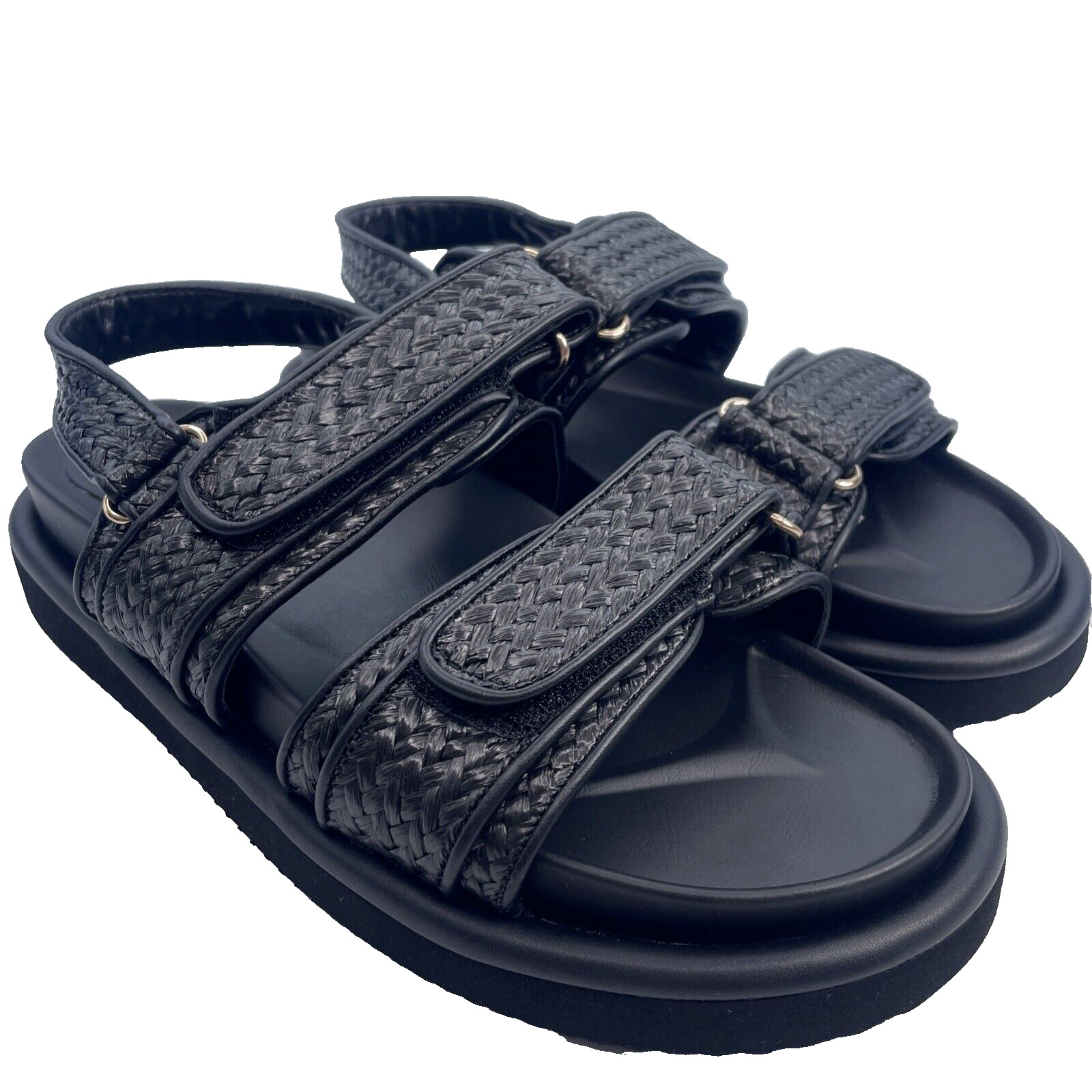 Sandalia V by Very Black Rafia Gruesa Correa - Talla 7E