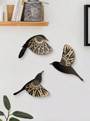3pcs/set Modern Creative Wooden Flying Bird Wall Hanging Decorations