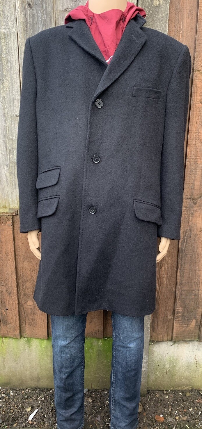Greenwood’s Men’s Wool Blend Black Coat Chest Size 117cm /46’R image 9