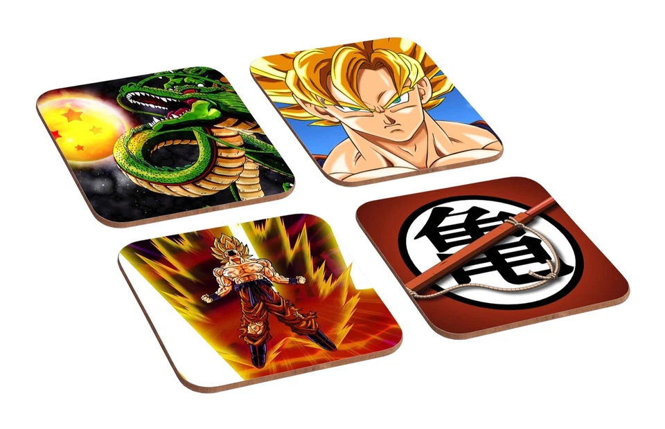 Dragon Ball Z DBZ Goku Super Saiyan - 4 Piece Wooden Coaster Set