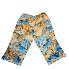Vintage Jams World Pants Womens Large Voile Silk Like Capri Floral Hawaiian