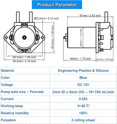 NKP Peristaltic Pump 6V/12V/24V DC Motor Low Flow Dosing Pump W/ Silicone / BPT - Picture 19 of 51