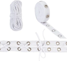 5 Yards White Cotton Eyelet Tape, 0.98 Inch Eyelet Twill Tape Grommet Eyelet Tap