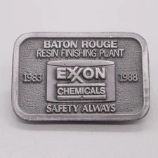 Exxon Chemicals Baton Rouge Resin Finishing Plant Belt Buckle VTG 1988