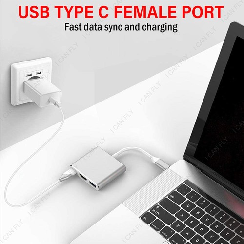 3IN1 Type-C to USB-C HDMI USB 3.0 Adapter Converter Cable Hub For Mac Air Pro DF - Picture 10 of 12