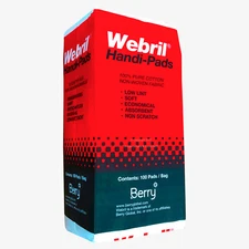 WEBRIL 4 x 4 Pure Cotton HANDI PADS 100 Per Bag Offset Printing Accessories