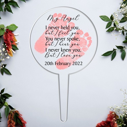Personalised Baby Girl Bereavement Memorial Garden Acrylic Grave Memory Plaque - Picture 12 of 16