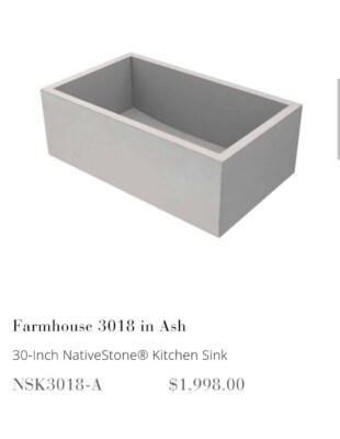 Native Trails NSK3018-A Farmhouse 30'' NativeStone Concrete Kitchen Sink - Ash