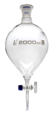 Eisco Labs 2000ml Squibb Separatory Funnel, Glass Stopcock - Borosilicate Glass
