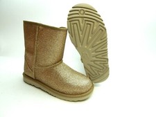 NEW UGG KIDS SHORT II GLITTER 1098491K GOLD SIZE 4