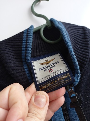Aeronautica Militare Multicolor Stripe Full Zip Big Logo Sweater Size S - Picture 3 of 6