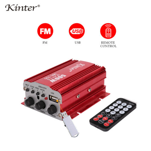 Kinter Amplificatore Stereo 500W A 2 Canali Con Telecomando 12V Mp3 Usb Audio  - Foto 1 di 8