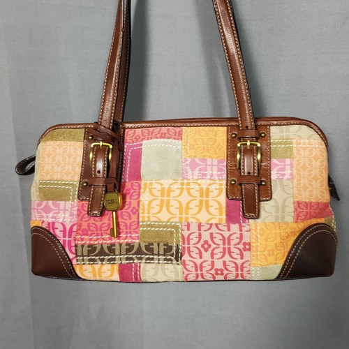 Womens Handbag Patchwork Doctors Bag Double Handle Colorful Signature Logo Purse