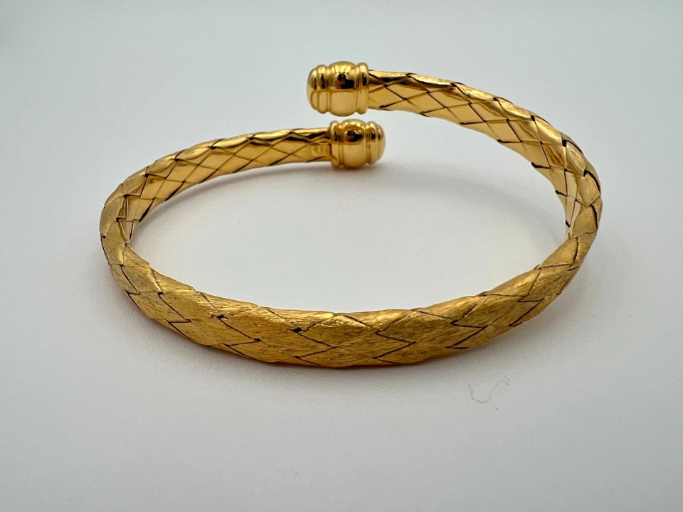 Brazalete Veronese 925 Italia Chapado en Oro Tejido Trenza Envolvente - 8.5" Foto 4 de 4