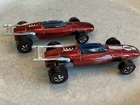 Hot Wheels Redline INDY EAGLE, #6263. Pair of reds from Grand Prix Series, 1969.