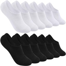 Toes Home No Show Socks Womens Low Cut Ankle for 6-11, White Black