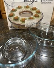 Professional Pyrex Crown Corning Glass Jello Mold Bundt Pan Ring Mold 2 Pc Set
