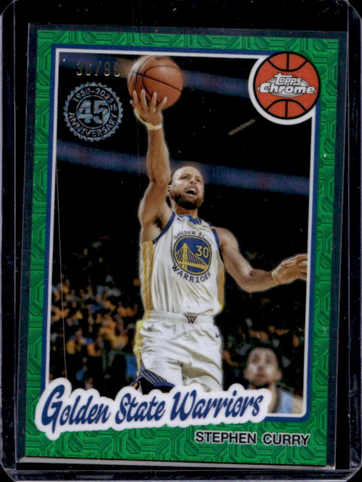 2025-26 Topps Stephen Curry 1980-81 Chrome Green Mojo Refractor #36/99 Warriors