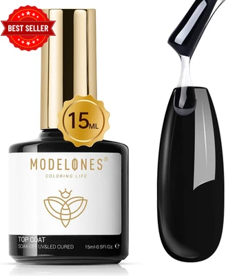 Gel Nail Polish Top Coat, 15Ml No Wipe, High Gloss Shiny Long Lasting Top Gel fo - image 1 of 4