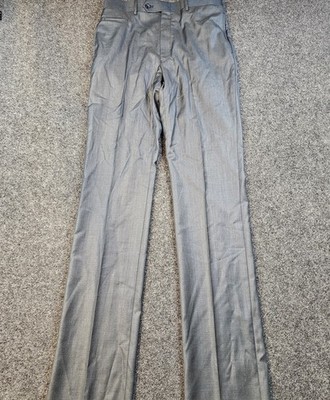Marc Ecko Dress Pants Mens 33x40 Gray Slim Straight Flat Front Unhemmed Slacks