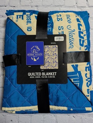 NEW NCAA Boise State Broncos Lightweight Quilted Blanket 60''x80'' Double Sided