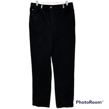 Vintage St. John Sport Black With Gold Belt Loop Straight Leg Pant Sz 12 Coastal