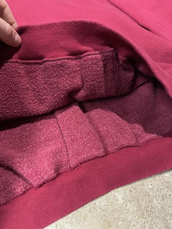 Sudadera con Capucha Vintage Años 80 90 Tultex Algodón Pesado Canguro Bolsillo Granate Talla XL EE. UU. Foto 3 de 4