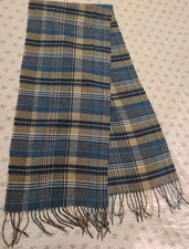 V. Fraas German-Made Scarf with Multicolored Plaid Pattern