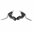 2x bicycle brake lever 3 finger set aluminium silver brake handle left right