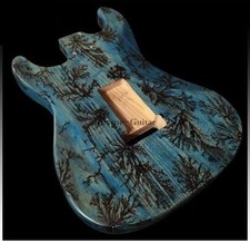 Custom Carved Translucent Blue Ash Body Electric Guitar DIY Build Kit Heavy Wood